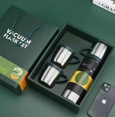 ライトグレービジネス カスタムギフトセット 680ml 隔熱水瓶 壁2本 304ステンレスステール サーモス 掃除用瓶 2杯