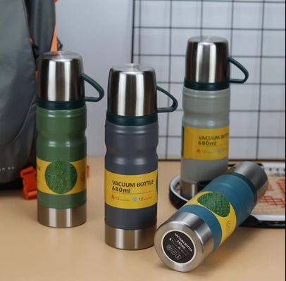 ライトグレービジネス カスタムギフトセット 680ml 隔熱水瓶 壁2本 304ステンレスステール サーモス 掃除用瓶 2杯