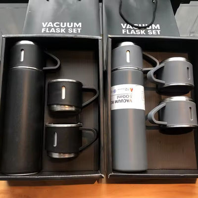500ml ダブルウォールステンレスステール ポータブル 豪華 ギフト ボトル セット 2 カップ