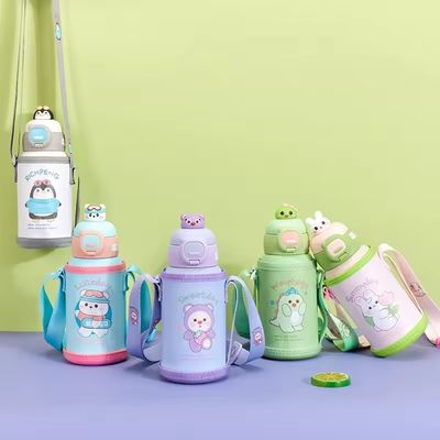 ステンレス・スティール 隔熱水瓶 500ml 容量 可愛い漫画デザイン ダブルキャップ