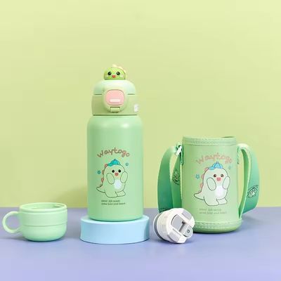 ステンレス・スティール 隔熱水瓶 500ml 容量 可愛い漫画デザイン ダブルキャップ