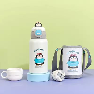 ステンレス・スティール 隔熱水瓶 500ml 容量 可愛い漫画デザイン ダブルキャップ