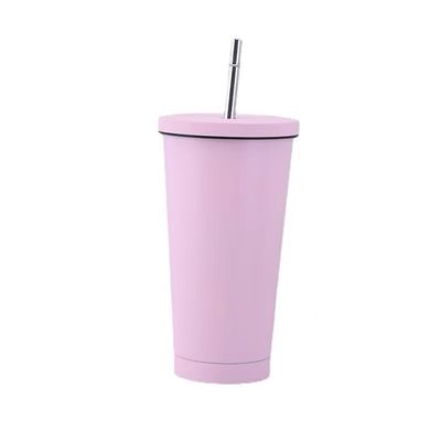 カスタムカラー 500ml 750ml ダブルウォールステンレスステール真空カップ ストロー隔離コーヒータンブラー
