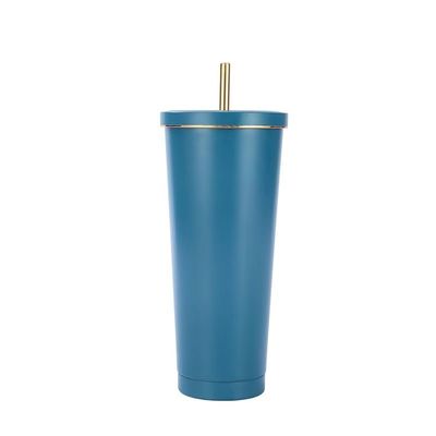 カスタムカラー 500ml 750ml ダブルウォールステンレスステール真空カップ ストロー隔離コーヒータンブラー