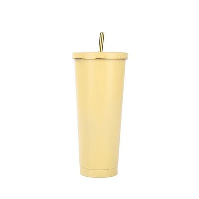 カスタムカラー 500ml 750ml ダブルウォールステンレスステール真空カップ ストロー隔離コーヒータンブラー