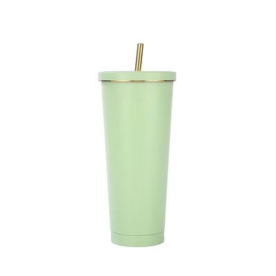 カスタムカラー 500ml 750ml ダブルウォールステンレスステール真空カップ ストロー隔離コーヒータンブラー