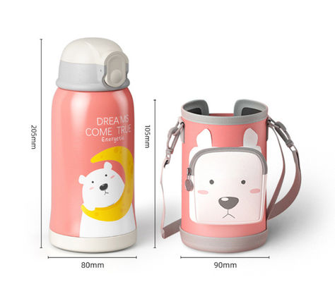 掃除用ボトル 熱水器 熱い 漫画 ステンレス スチール キッズ 水瓶 3つの蓋付き