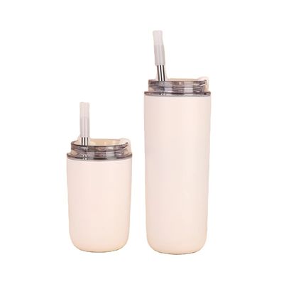 500ml オーダーメイド ロゴ ダブルウォール 304 ステンレス スチール 真空カップ ストロー付きコーヒータンブラー