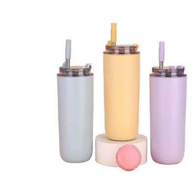 500ml オーダーメイド ロゴ ダブルウォール 304 ステンレス スチール 真空カップ ストロー付きコーヒータンブラー