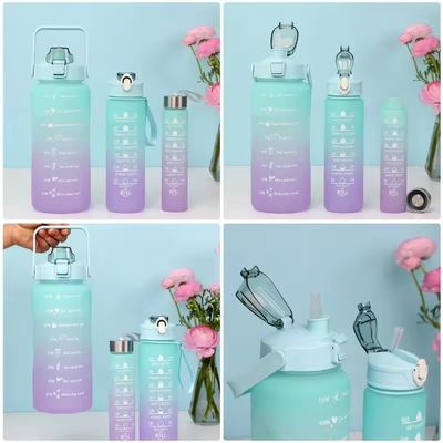 カスタマイズされたロゴ 受け入れられる 3pcs 大容量 スポーツ プラスチック グラディアント 水瓶セット