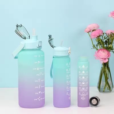 大容量 スポーツ プラスチック グラディアント 水瓶 セット 2000ml 900ml 300ml 屋外用