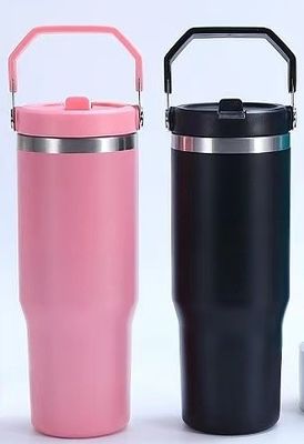 バキューム 断熱 30oz ステンレス スポーツ 水瓶 フリップストローとハンドル