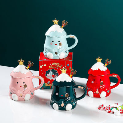 クリスマスプレゼントカップセット 蓋とスプーン 400ml 500ml オフィス用 午後茶杯