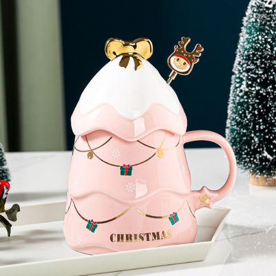 クリスマスプレゼントカップセット 蓋とスプーン 400ml 500ml オフィス用 午後茶杯
