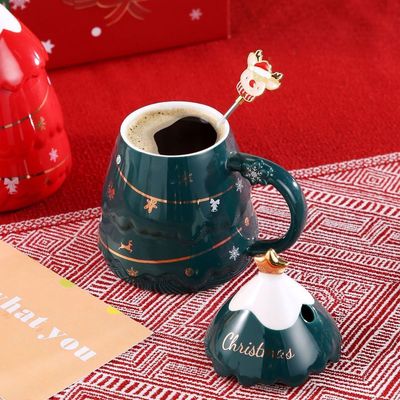 クリスマスプレゼントカップセット 蓋とスプーン 400ml 500ml オフィス用 午後茶杯