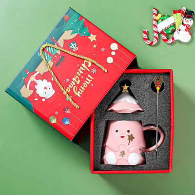 クリスマスプレゼントカップセット 蓋とスプーン 400ml 500ml オフィス用 午後茶杯