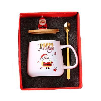 400ml クリスマスコーヒーカップ 高級 セラミック サンタカップ ポルセラン クリスマスカップ 蓋付き ギフト