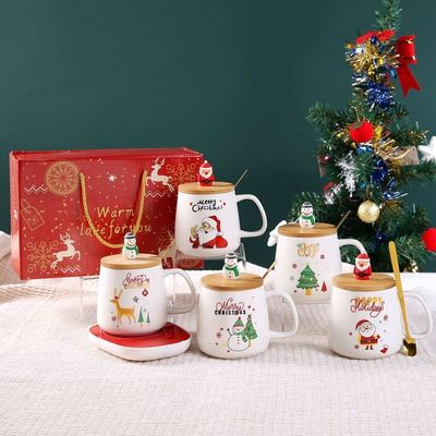 400ml 容量 セラミックカップ 日常用で可愛い手作り メリークリスマスプレゼント
