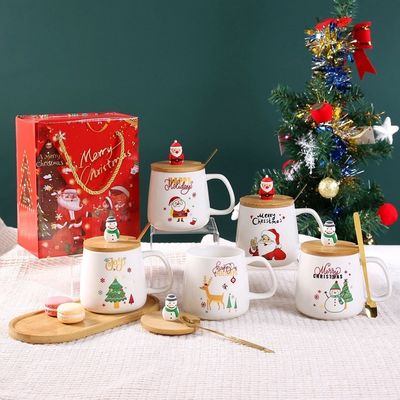 400ml 容量 セラミックカップ 日常用で可愛い手作り メリークリスマスプレゼント