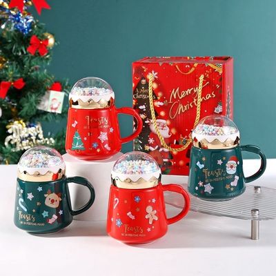 400ml 容量 セラミックカップ 日常用で可愛い手作り メリークリスマスプレゼント