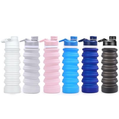 カスタムロゴ 750ML 折りたたむ水瓶 BPAフリーシリコン 子供のための学校とスポーツ