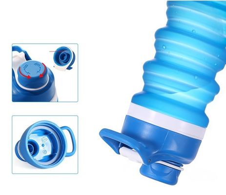 カスタムロゴ 750ML 折りたたむ水瓶 BPAフリーシリコン 子供のための学校とスポーツ