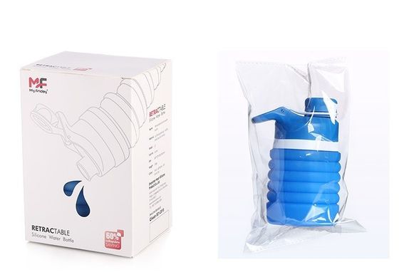 カスタムロゴ 750ML 折りたたむ水瓶 BPAフリーシリコン 子供のための学校とスポーツ