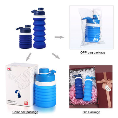 カスタムロゴ 750ML 折りたたむ水瓶 BPAフリーシリコン 子供のための学校とスポーツ