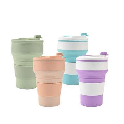 350ml/500ml カスタムプリント リサイクルポータブル水瓶用シリコン折りたたみカップ