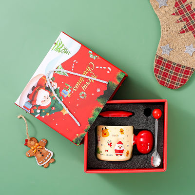 高品質のセラミックサンタカップとスプーン 自然で健康的なクリスマスプレゼント