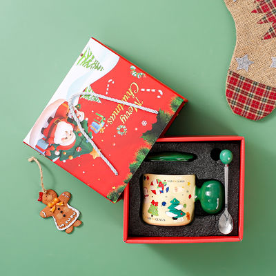 高品質のセラミックサンタカップとスプーン 自然で健康的なクリスマスプレゼント
