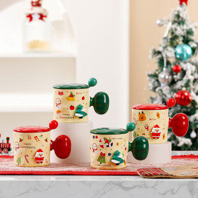 高品質のセラミックサンタカップとスプーン 自然で健康的なクリスマスプレゼント