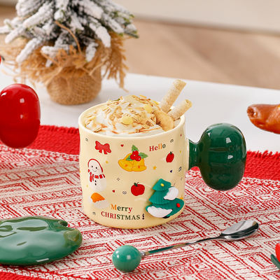 直接セラミック クリスマスカップ ギフト 380ml カートンコーヒーカップ カスタムロゴデザイン