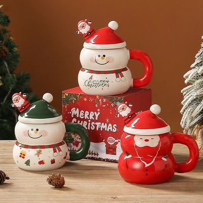 カスタム・ロゴ・デザインの クリスマス・セラミック・サンタ・カップ