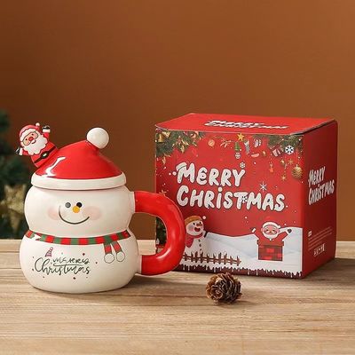 1 片保証 セラミック サンタカップ クリスマスカップ カスタムロゴデザインとスプーン