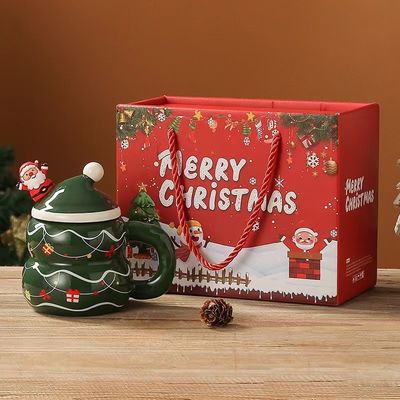1 片保証 セラミック サンタカップ クリスマスカップ カスタムロゴデザインとスプーン