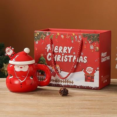 1 片保証 セラミック サンタカップ クリスマスカップ カスタムロゴデザインとスプーン