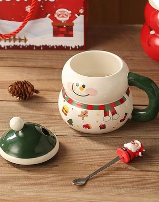 1 片保証 セラミック サンタカップ クリスマスカップ カスタムロゴデザインとスプーン