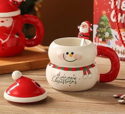 1 片保証 セラミック サンタカップ クリスマスカップ カスタムロゴデザインとスプーン