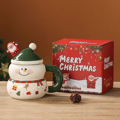 400ml セラミック サンタカップとスプーンセットで クリスマスの魔法を体験してください