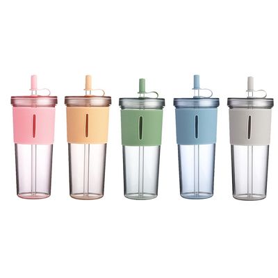 キャンプ 屋外 カスタム ロゴ ダブル ウォール ミルク ティーストロー カップ シリコン 袖 700ml
