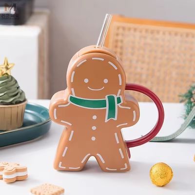 家庭や友だちのために 持続可能なジンジャーケーキ形 セラミックカップ ヴィンテージ クリスマスカップ