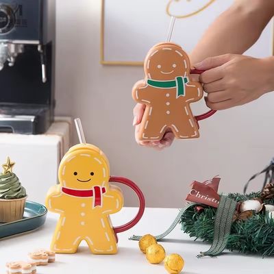 家庭や友だちのために 持続可能なジンジャーケーキ形 セラミックカップ ヴィンテージ クリスマスカップ