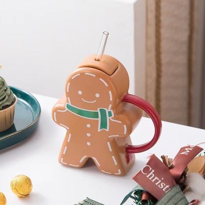 家庭や友だちのために 持続可能なジンジャーケーキ形 セラミックカップ ヴィンテージ クリスマスカップ