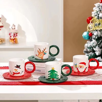 クリスマスカップ ホームデコレーション 鹿カップ ヨーロッパのスタイル セラミック サンタディナーウェアセット