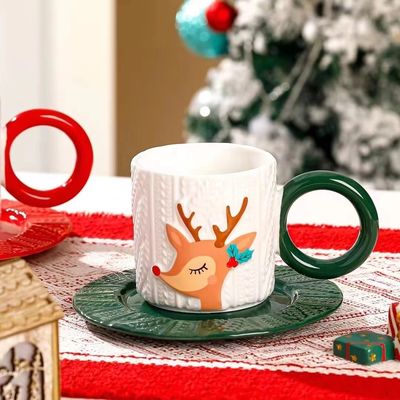 クリスマスカップ ホームデコレーション 鹿カップ ヨーロッパのスタイル セラミック サンタディナーウェアセット