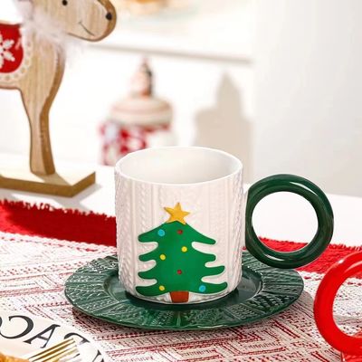 クリスマスカップ ホームデコレーション 鹿カップ ヨーロッパのスタイル セラミック サンタディナーウェアセット