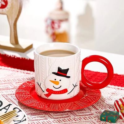 クリスマスカップ ホームデコレーション 鹿カップ ヨーロッパのスタイル セラミック サンタディナーウェアセット