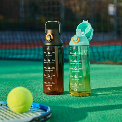露天スポーツ用 ハンドルとストローの大きな容量グラデント水瓶 750ml