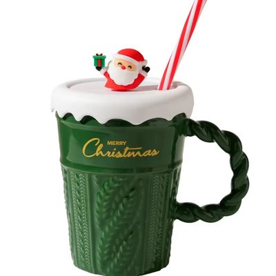 2024年 クリスマスカップ 水杯 蓋とストロー オフィス用 家庭用 飲み物 カップ 子供用 ギフトデザイン